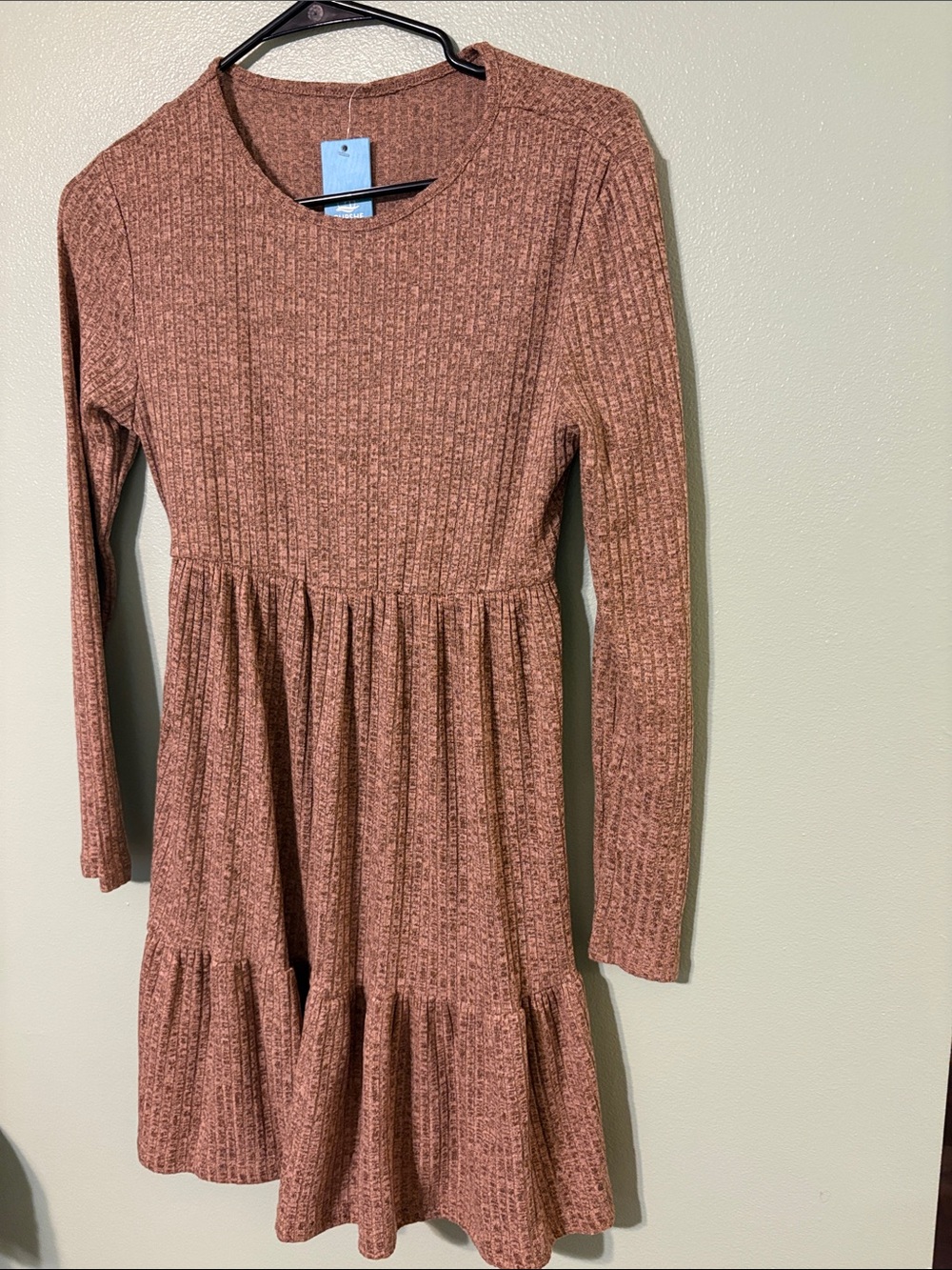 Cupshe  Ribbed Tiered Dress - Rust